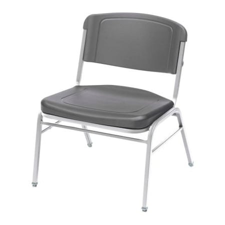 Iceberg Rough n Ready Big and Tall Stack Chair, Charcoal Seat and Back, Silver Frame, Up to 500lbs, 4 PK 64127